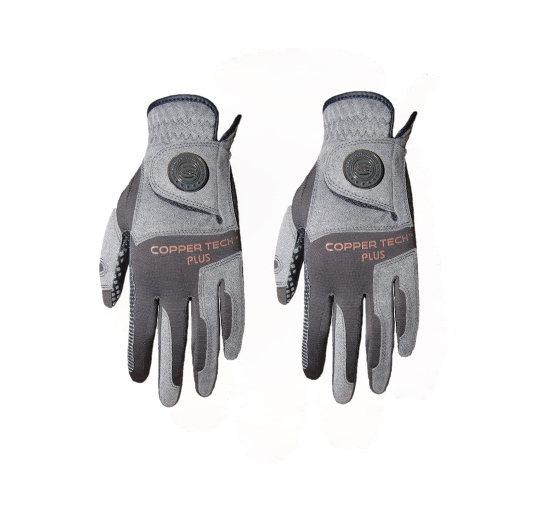 Copper Tech Golf Glove, Charcoal/Grey, 2-Pack (Men)