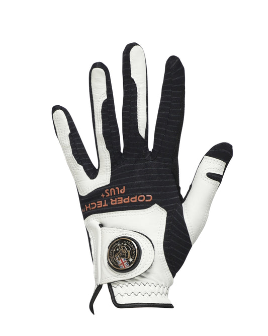 Copper Infused Ultra Premium Kangaroo Leather Golf Glove Black/White, Black Palm