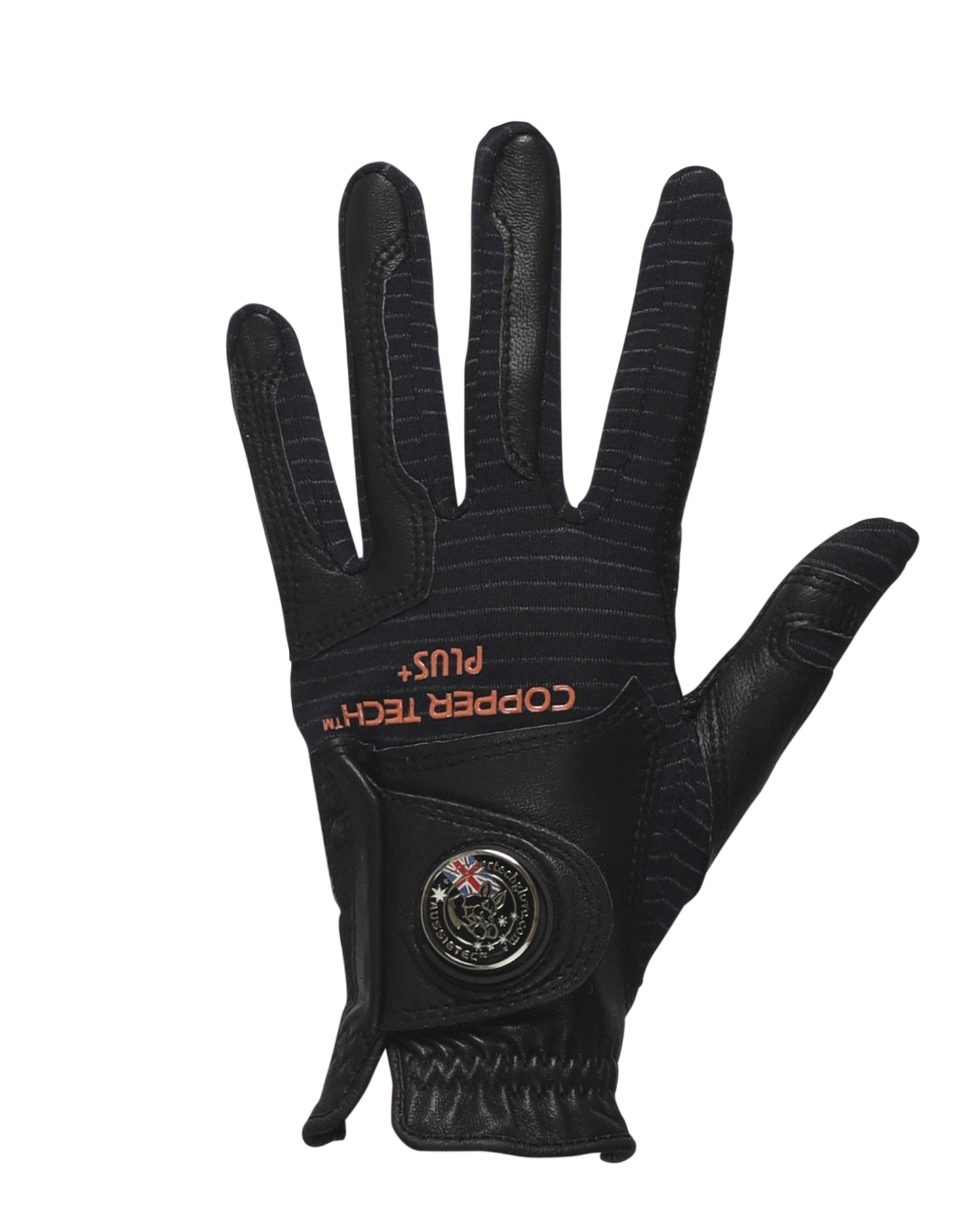 Copper Infused Ultra Premium Kangaroo Leather Golf Glove Black/Black