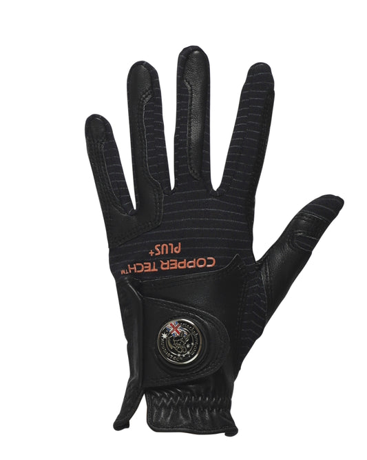 Copper Infused Ultra Premium Kangaroo Leather Golf Glove Black/Black