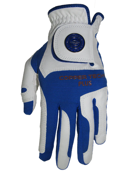 Copper Infused Golf Glove White/Royal Blue