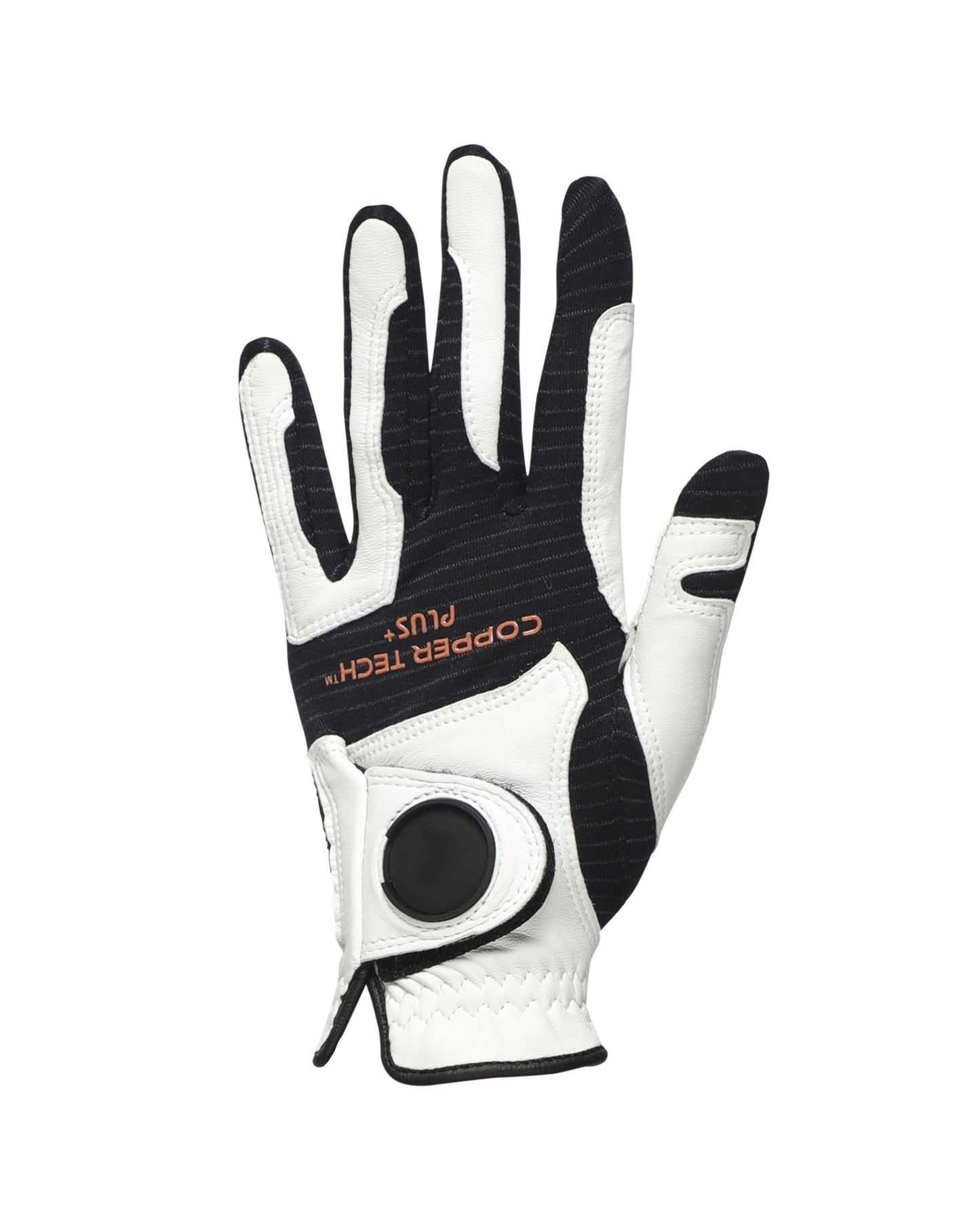 Copper Infused Ultra Premium Kangaroo Leather Golf Glove White/Black, White Palm