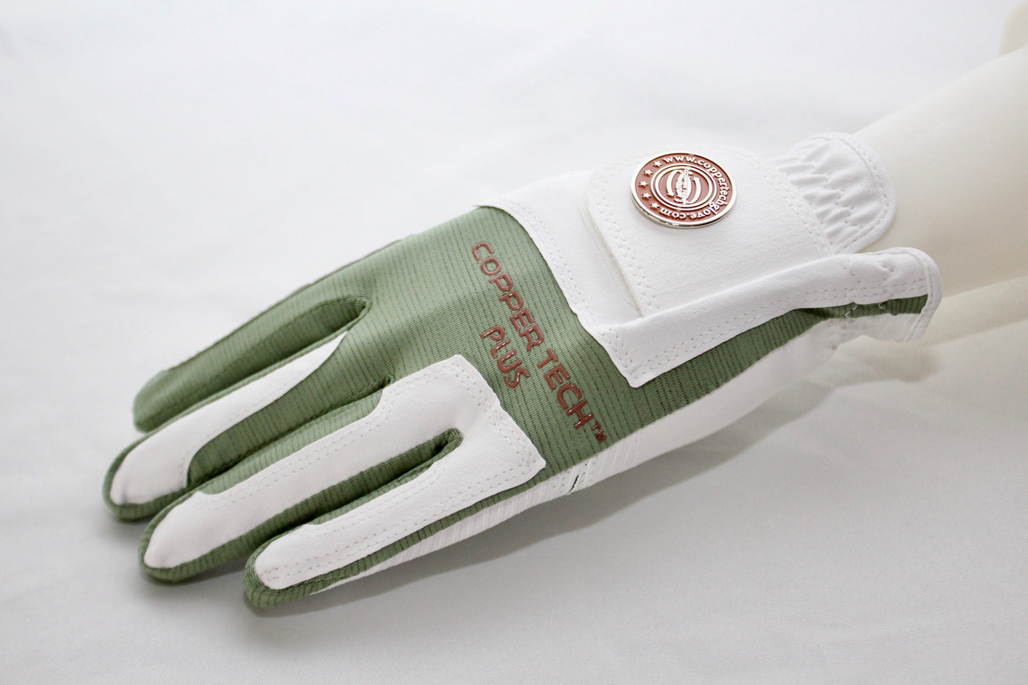 Copper Infused Golf Glove White/Hunter Green