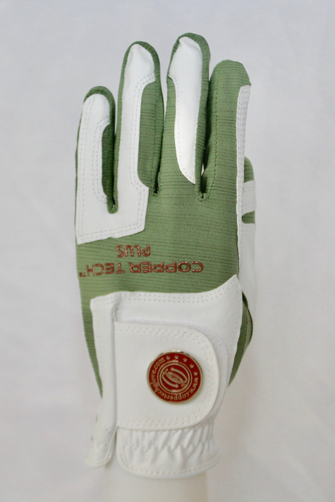 Copper Infused Golf Glove White/Hunter Green
