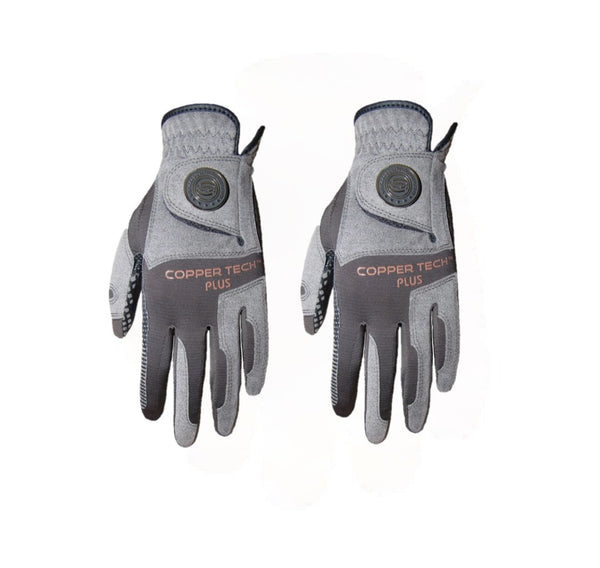 Copper Tech Golf Glove, Charcoal/Grey, 2Pack (Men) Copper Tech Gloves