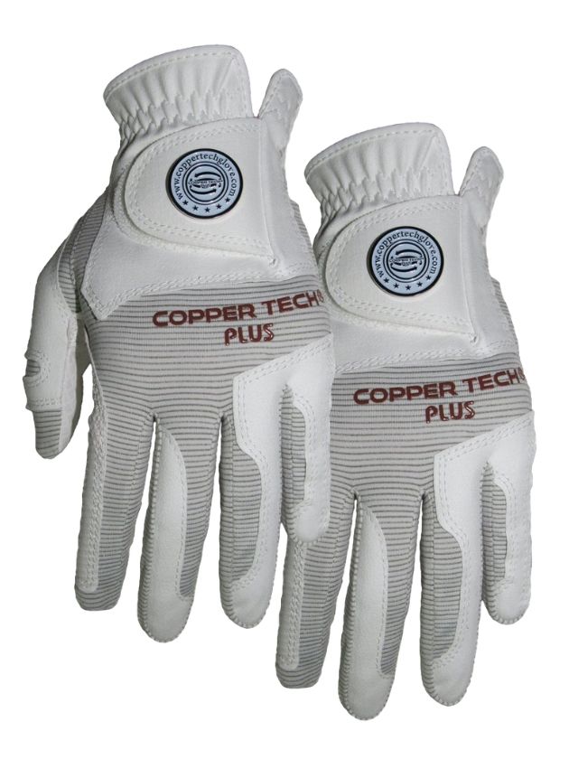 Coppar Tech Copper Tech Golf Glove, White/Black, 2-Pack (For Men/2-Left Hand for RH ...