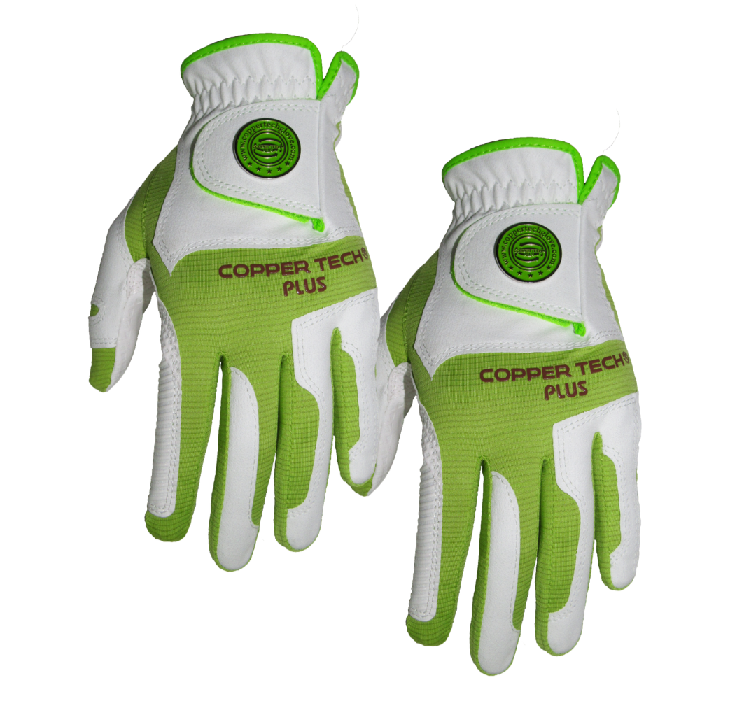 Coppar Tech Copper Tech Golf Glove, White/Black, 2-Pack (For Men/2-Left Hand for RH ...