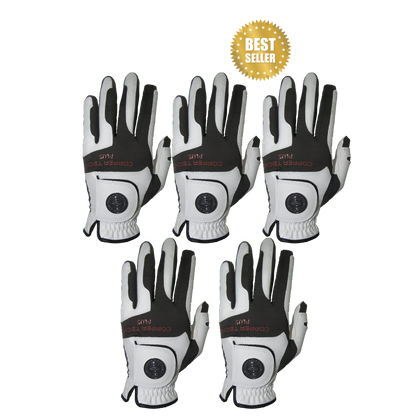 Copper Infused Golf Glove White/Black 5-Pack