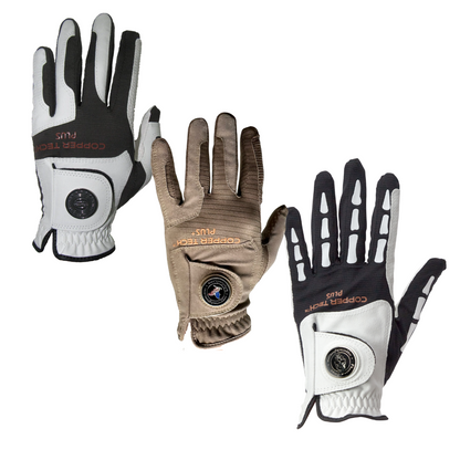 golfer handschuhe Copper Tech Golf Glove, White/Black, 2-Pack (For Men/2-Left Hand for RH Golfer) – Copper Tech Gloves