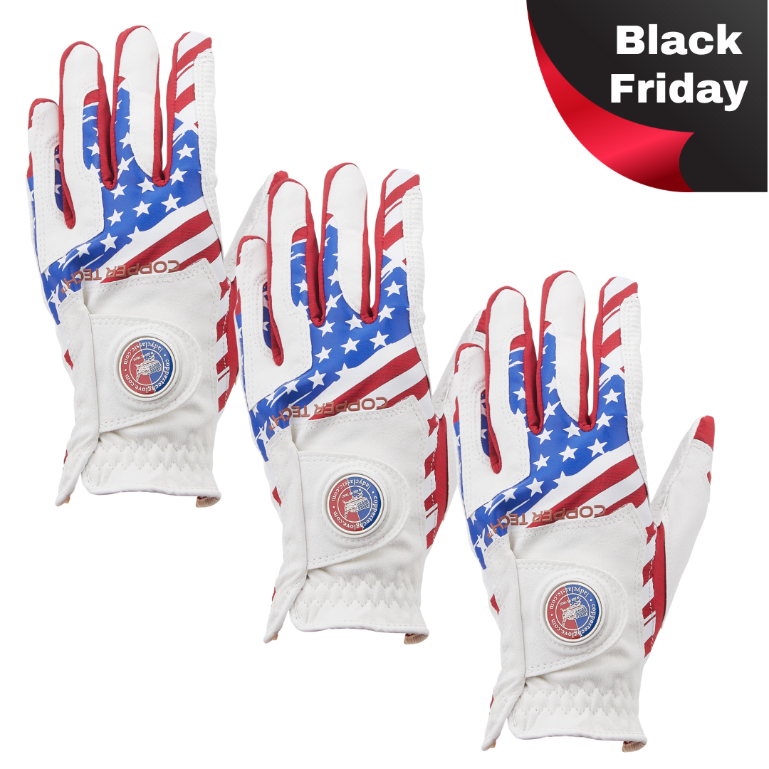 Copper Tech Golf Glove, USA, 3-Pack