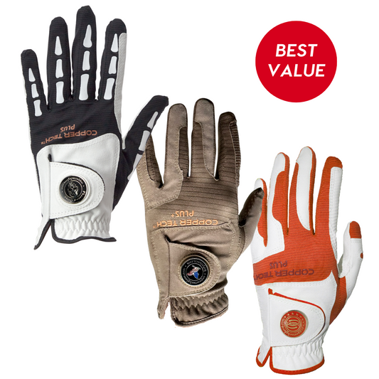 Copper Tech Plus Golf Glove, Fall Variety Pack, 3-Pack