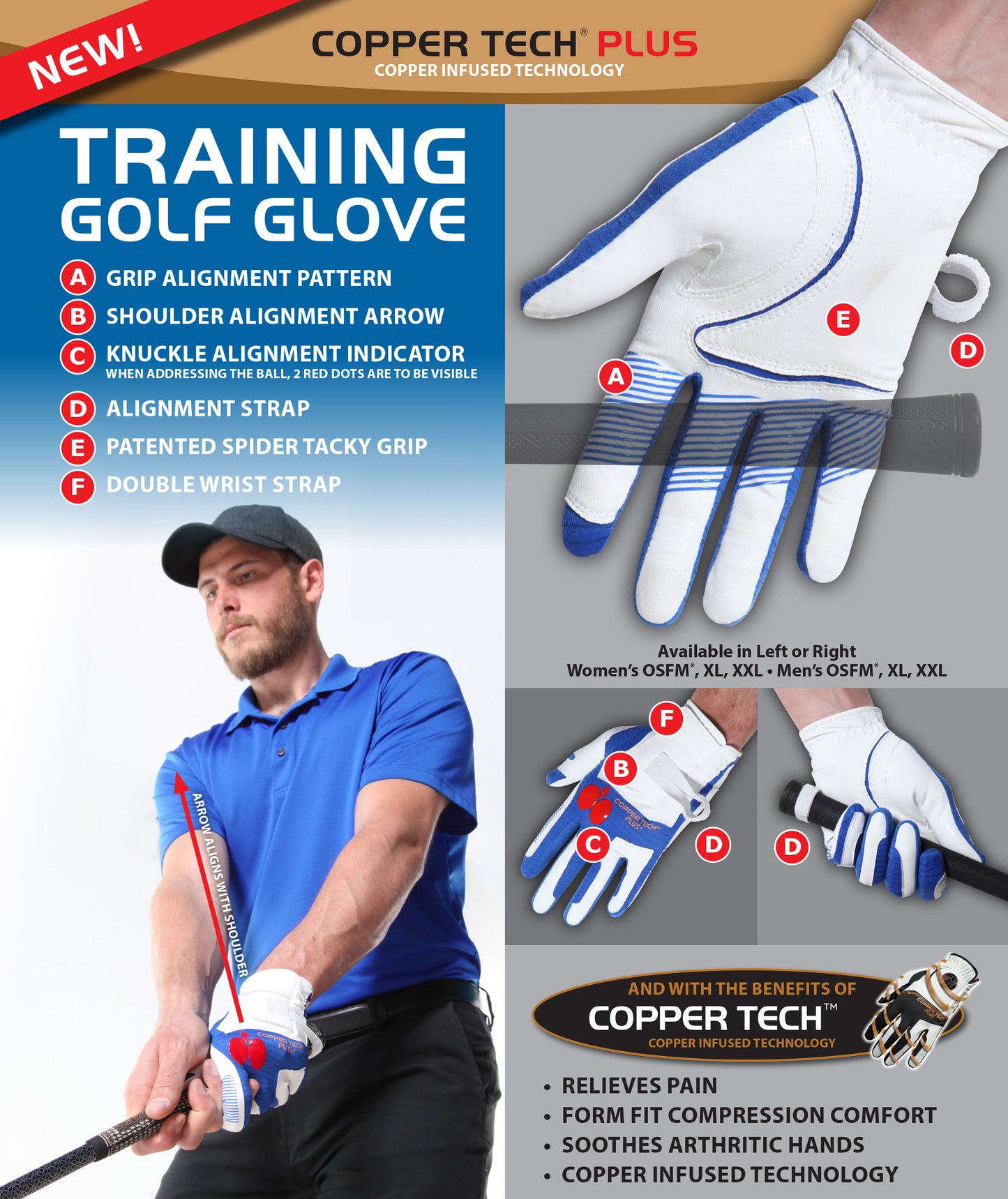 Copper Tech Plus Training Golf Glove