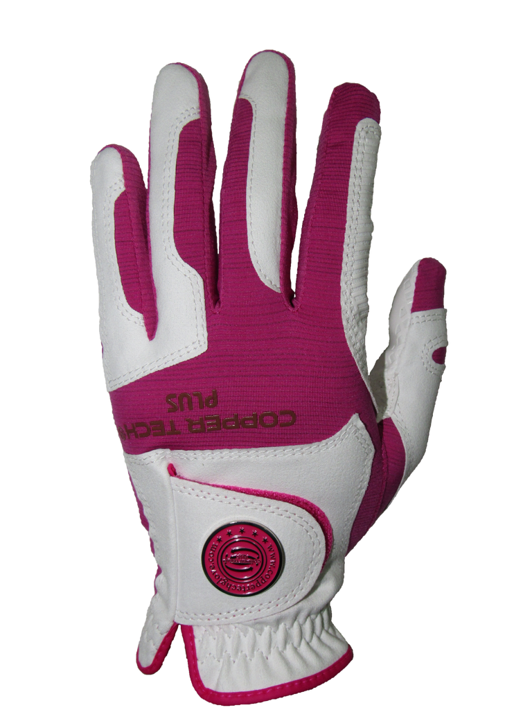 Copper Infused Golf Glove White/Fuchsia