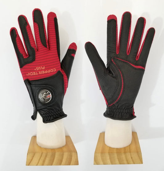 Copper Infused Ultra Premium Kangaroo Leather Golf Glove Black/Red