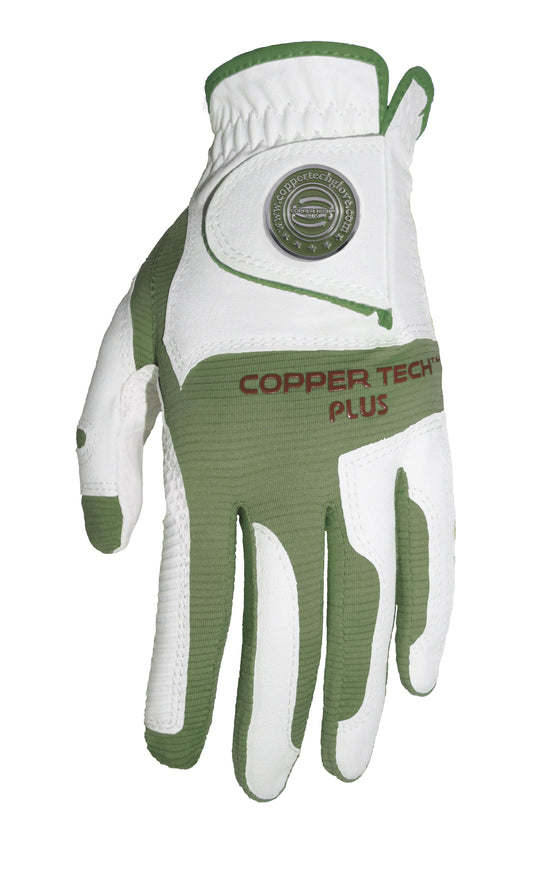 Copper Infused Golf Glove White/Hunter Green