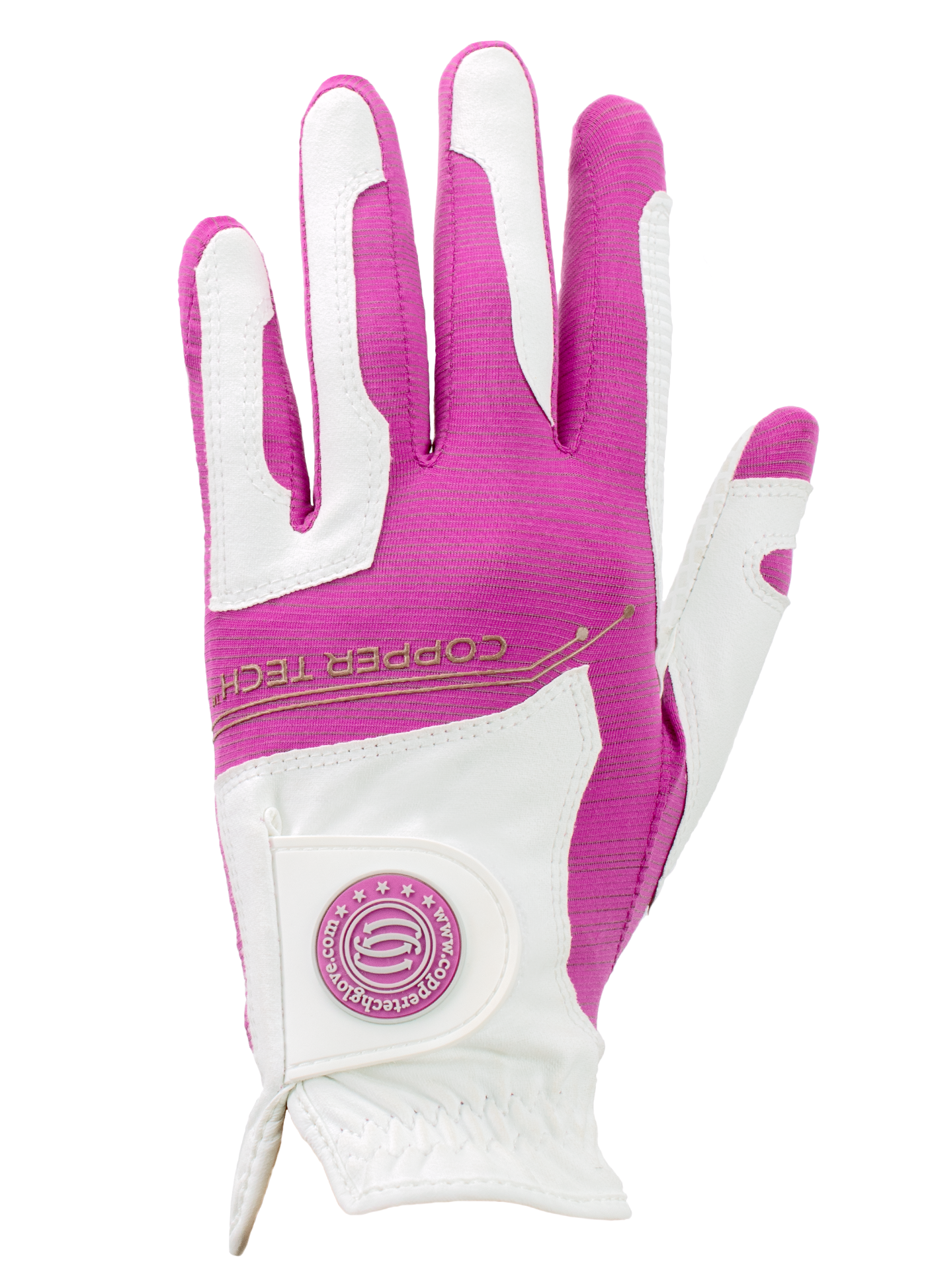Copper Tech Golf Glove, White/Fuchsia, 2-Pack